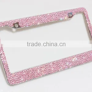 2016 Bling License Plate Frames Pink Diamond Crystal License Plate Frame With Scraw Cap thumbnail-1