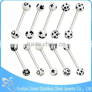 Blue Resin Double Ball Body Piercing Jewelry Fake Piercing Tongue Ring thumbnail-4