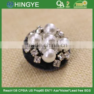 Wholesale Fabric Covered Rhinestone Pearl Button for Coat 15779 thumbnail-3