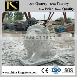 High Quality Carrara White Marble Animal Lion Statue for Garden thumbnail-1