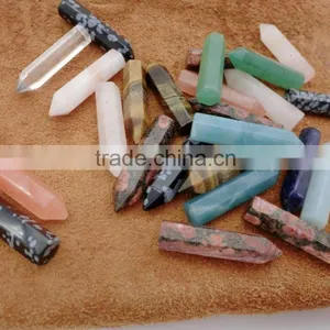 Wholesale Natural Mixed Gems Stones Hexagonal Crystal Amazonite Point Healing Necklaces Earrings Pendant Beads Jewelry thumbnail-2
