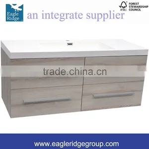 Soft Closing Drwers Vanity, Single Basin Wall Hung Vanity, Pale Wood Bathroom Vanity K1200P thumbnail-3