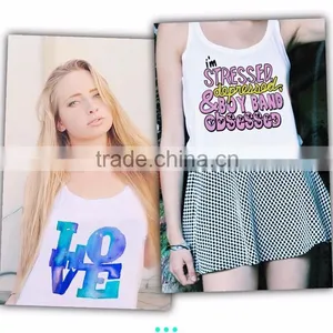 Factory Direct Ready Stock Wholesale Fashion Plus Size Blue LOVE Cotton Tank Top for Fashion Girls Wear thumbnail-3