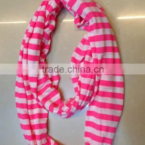Color Striped Infinity Scarf Single Loop Scarf Stripe Jersey Knit for Men and Women thumbnail-5