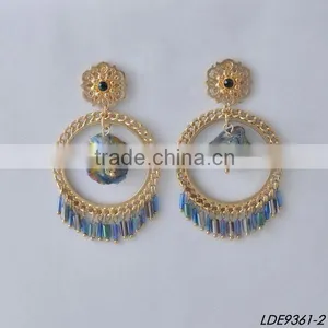 Classical Round Hoop With Nature Stone Earrings Gold Hoop Earrings Supplier's Choice thumbnail-1