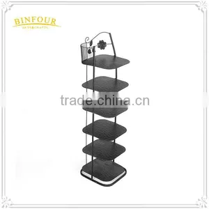 Home Furniture 6 Tiers Metal Iron Wire Black Shoe Rack thumbnail-3