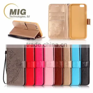 PU Wallet Leather Case With Strap, Leather Stand Case With Inside TPU Cover Sample Free Mobile Phone Case for Iphone 6 thumbnail-2