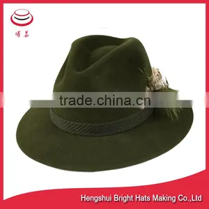 Green or Mix Green Wool Felt Fedora Hats thumbnail-1