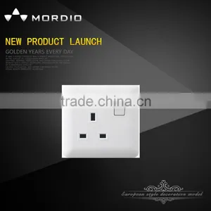 2016 Hot Design PC White 1 Gang Switch 13A Socket With Neon thumbnail-1