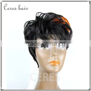 Cheap High Temperature Fiber ST1B Orange Wig Synthetic Wig for Fashion Lady Short Fashionable Wig thumbnail-3