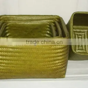 Vietnam Bamboo Nice Basket, Craft Basket, Nice Handwoven Basket Set of 3 thumbnail-1