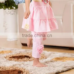 2016 Wholesale Children Clothes Light Pink Baby Leggings With Skirt Kids Leggings With Flower thumbnail-2