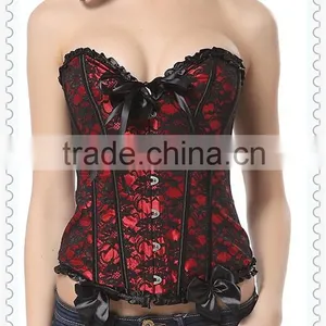 On Sale Overbust Corset Waist Training Top Dance Club Corsets With Lace up thumbnail-4