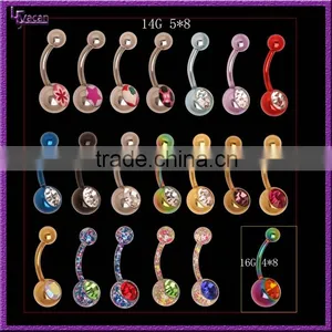 Anime Belly Button14 Gague Surgical Steel Banana Barbell Body Jewelry Magnetic Navel Rings thumbnail-1