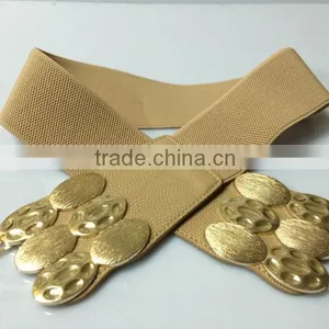 Gold Wide Fashion Belts Women Fashion Elastic Belt thumbnail-1
