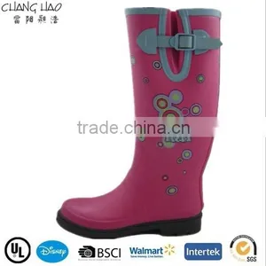 (CH.W046)Paint Flower Print Ladies High Heels Woman Fashion Rubber Shoe Rain Boots thumbnail-1