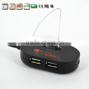 High Quality Blue Led Mini 4 Port HUB High Speed USB 2.0 Splitter Adapter Hub With Cable For Macbook PC Laptop thumbnail-3