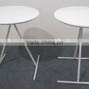 Small 3 Metal Legs Round Wood Side Table thumbnail-1