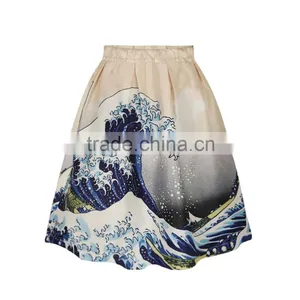 Wholesale Lady Skirt Tutu Skirt Custom Design Waves Print N19-8 thumbnail-1