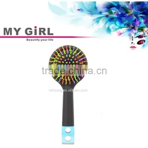 2016 Hot Sale My Girl Arrival High Quality Care Massage Comb Hair Tools Rainbow Hair Brush With Mirror Ionic Hair Brush thumbnail-1
