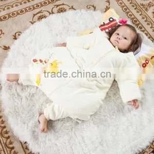 100% Cotton Anti Kicking Infant Child Foot Sleeping Bag Thick Filling for Autumn and Winter Yellow Style thumbnail-1