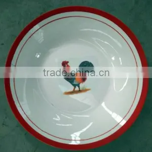 White Porcelain Cock Soup Plate , Soup Plate With Cock Decor , Porcelain Rooster Plate thumbnail-1