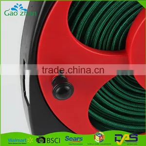 15m Flat Garden Hose Pipe & Reel With 4 Ways Spray Nozzle Gun Set thumbnail-3