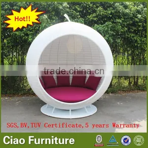 Hotel Outdoor Furniture Poolside Big Bed White Rattan Apple Sunbed thumbnail-1