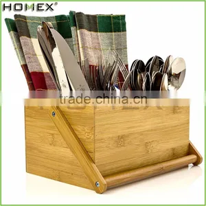 Hot Sell Cutlery Caddy Flatware Holder/Bamboo Cutlery Organizer for Kitchen/Homex_FSC/BSCI Factory thumbnail-1