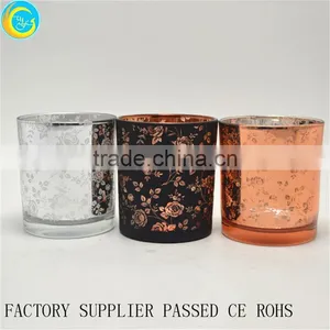 Black Laser Cut Rose Glass Candle Containers Candlestick thumbnail-2