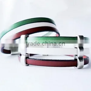 Hot New Bestselling Product Wholesale Soccer Team Flag Leather Bracelet Made in China thumbnail-1