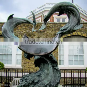 High Quality Garden Sculpture Bronze Dolphin Pool Statue With Great Price thumbnail-1