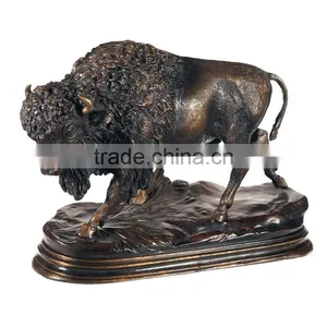 Garden Decoration Metal Sculpture Life Size Bronze Buffalo Statue for Sale thumbnail-1