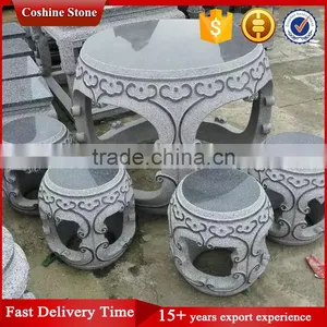 Dark Grey China Garden Natural Stone Table And Chair thumbnail-1