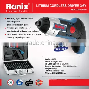 Ronix High Quality Cordless Screwdriver 3.6V 1.5Ah Model 8500 thumbnail-1