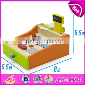 New Design Interactive Pretend Play Wooden Calculator Toy Cash Register for Children W10A063 thumbnail-4