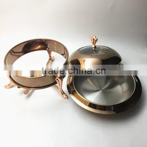 26cm Rose Gold Plated Stainless Steel Chafing Dish for Banquet Hot Sale Chafing Dish thumbnail-3