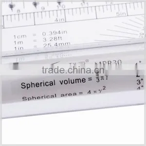 Kearing Transparent Plastic Parallel Rolling Ruler Measuring Tool Engineer Scale Ruler 30 cm & 12'' With Protractor Math#MPR30 thumbnail-5