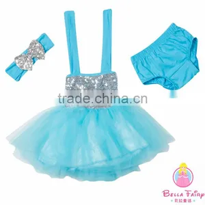 Baby Girls Cotton Sequin Halter Dress Set Girls Party Wearing Dress thumbnail-5