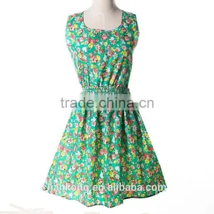 Hot Sell New Korean Style Women Clothing Bohemian Floral Sleeveless Vest Printed Beach Chiffon Dress Bohemian Style Clothing thumbnail-2