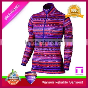 Custom Dry Wick Running Shirts With Zipper Long Sleeve, Ladies Gym Tops thumbnail-5