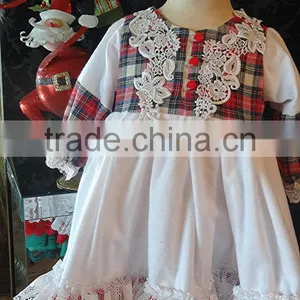 Girls Classic Long Sleeved Plaid Vintage Lace Embellished Nightgown Baby Christmas Sleepwear thumbnail-5