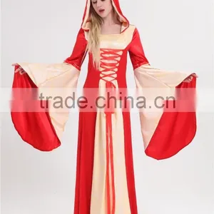 Walson Clothes Apparel Medieval Dress Game Thrones Red Hooded Gown Costume Renaissance Fancy Dress thumbnail-1