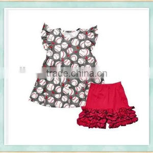 Wholesale Children's Boutique Fabrics Clothing Bulk Top Plus Ruffle Hot Short Girls Summer Outfit thumbnail-1