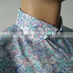 Light Blue Floral Cut Away Collar Mens Dress Shirt thumbnail-3
