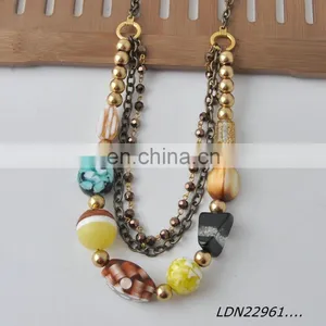 Latest Irregularity Or Multi Color Bead 3 Roll Chain Hematite Necklace Jewelry thumbnail-2