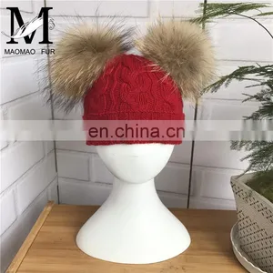 Kids Knitted Hats With Double Fur Balls Baby Cute Winter Warm Beanies Hats Baby Knitted Hat thumbnail-5