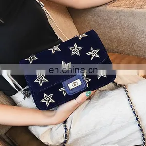 Star Embroidery Small Square Daypack Bag Fashion Printed Suede Ladies Bags thumbnail-2