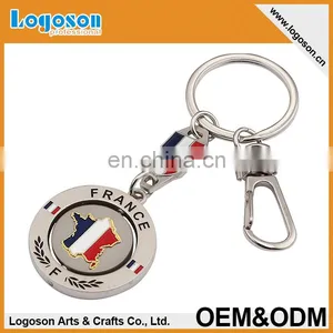 France Newest High Quality Emboss Souvenir Metal City Spinning Keyholder thumbnail-1