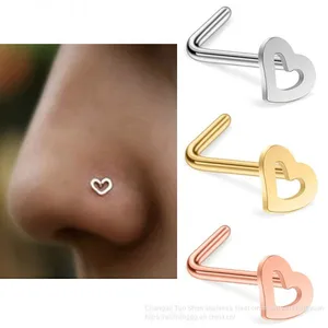 Amazon Sells Hot Titanium Steel Heart-shaped Nose Studs, Stainless Steel Jewelry Stud Manufacturers, Direct Wholesale thumbnail-1